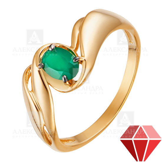 Кольцо из золота с камнем александрит синт. фото, цены