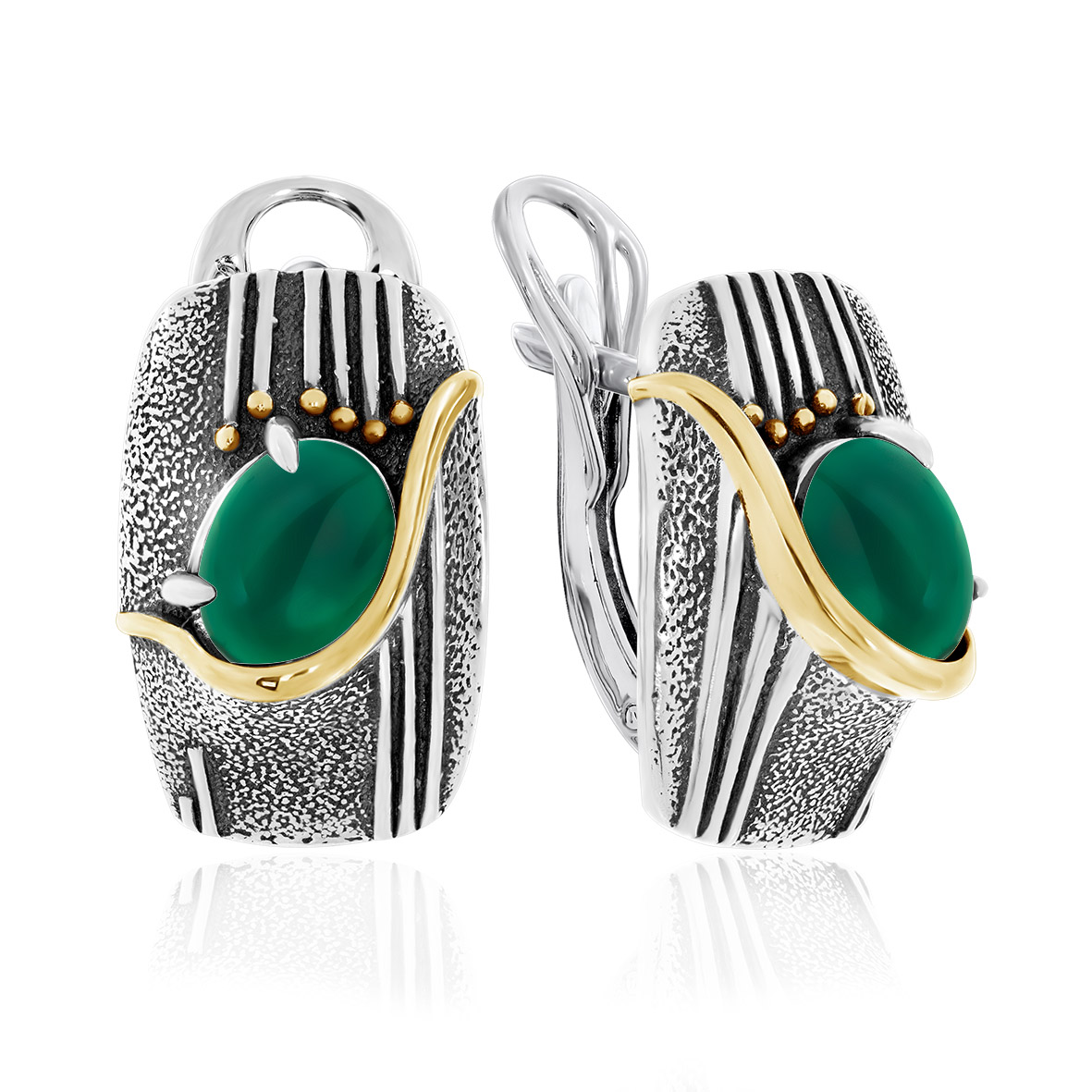 Серьги из серебра с камнем Агат фото, цены