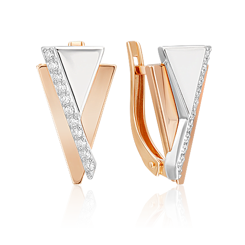 Серьги из золота с камнем Фианит фото, цены