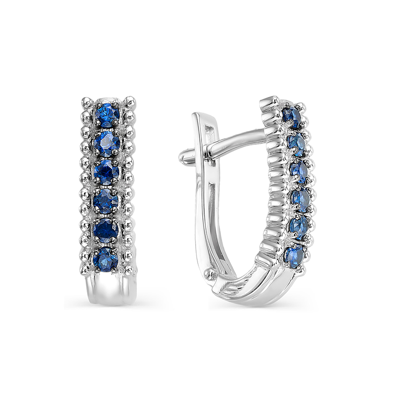 Серьги из золота с камнем Сапфир фото, цены