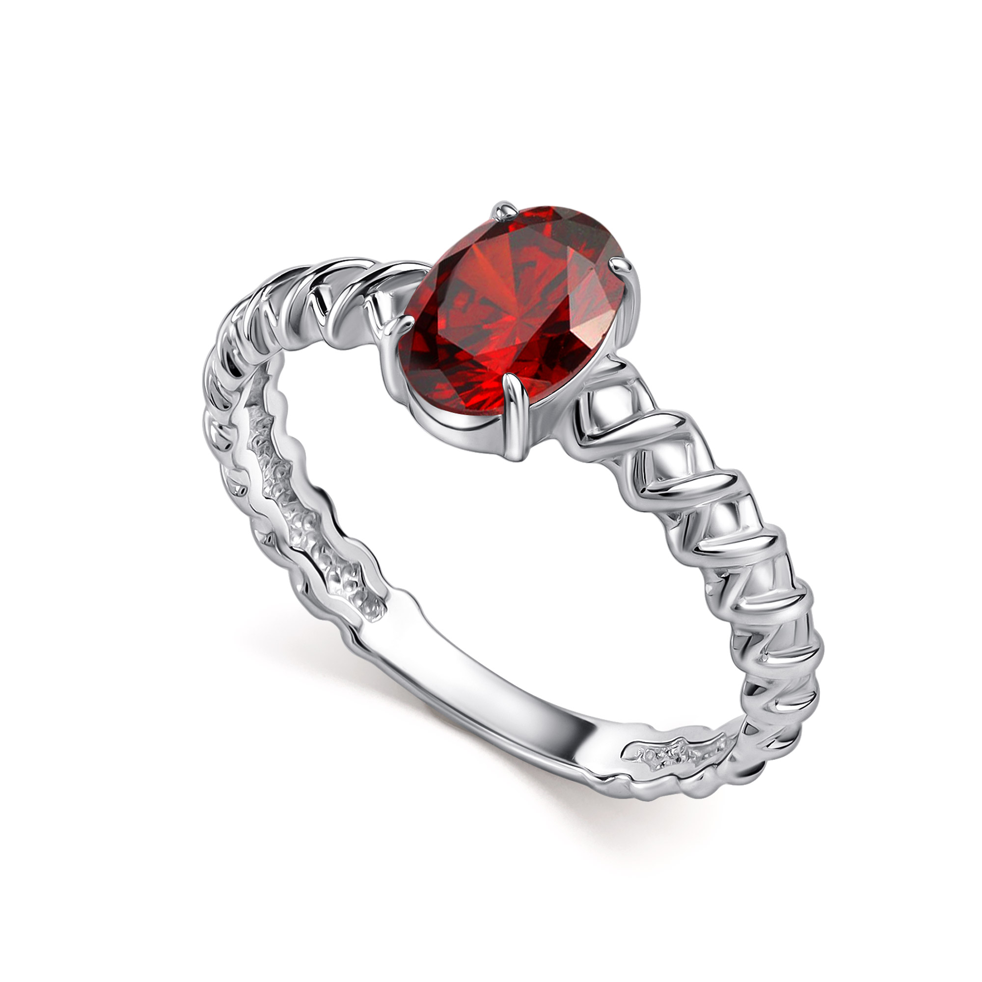 Кольцо из серебра с камнем Гранат фото, цены