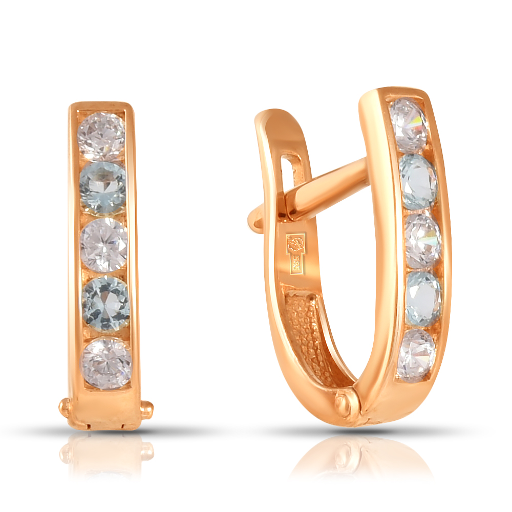 Серьги из золота с камнем Фианит фото, цены