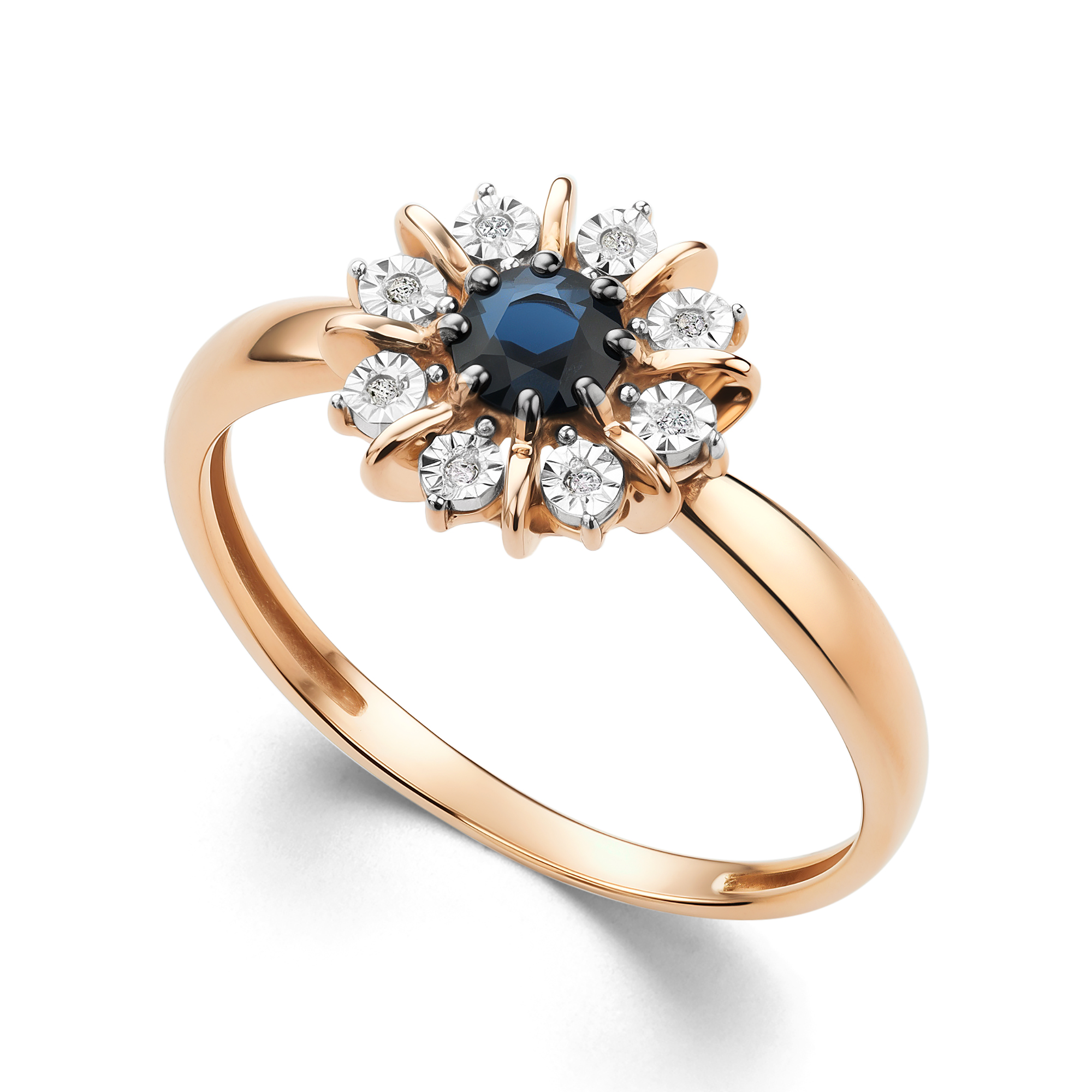 Кольцо из золота с камнем Бриллиант, Сапфир фото, цены