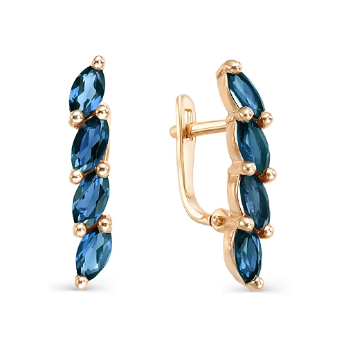 Серьги из золота с камнем Лондон-топаз г/т фото, цены