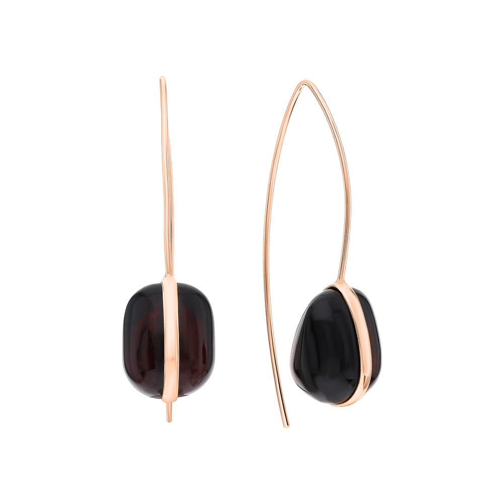 Серьги из серебра с камнем Янтарь фото, цены