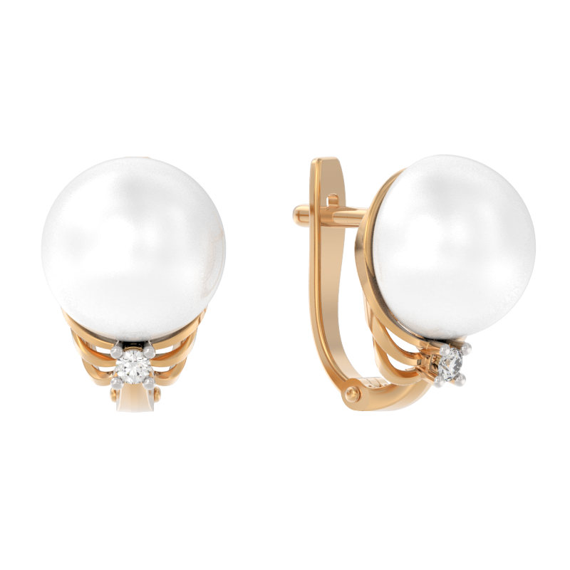 Серьги из золота с камнем Жемчуг фото, цены