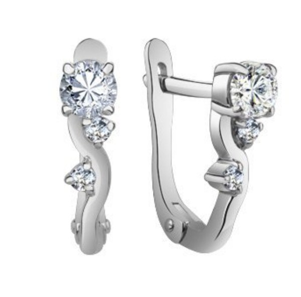 Серьги из серебра с камнем Фианит фото, цены