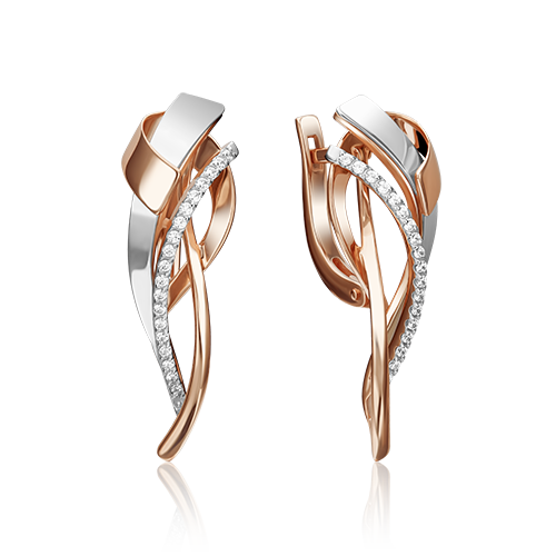 Серьги из золота с камнем Фианит фото, цены