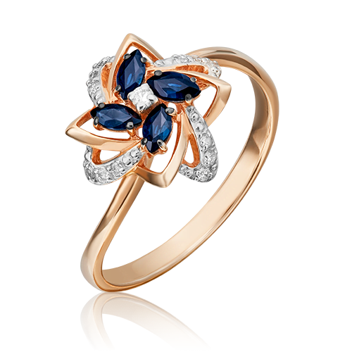 Кольцо из золота с камнем Бриллиант, Сапфир фото, цены