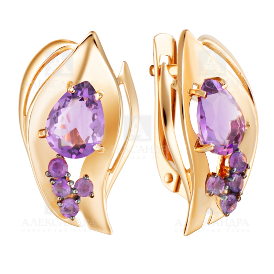 Серьги из золота с камнем Топаз, Фианит фото, цены