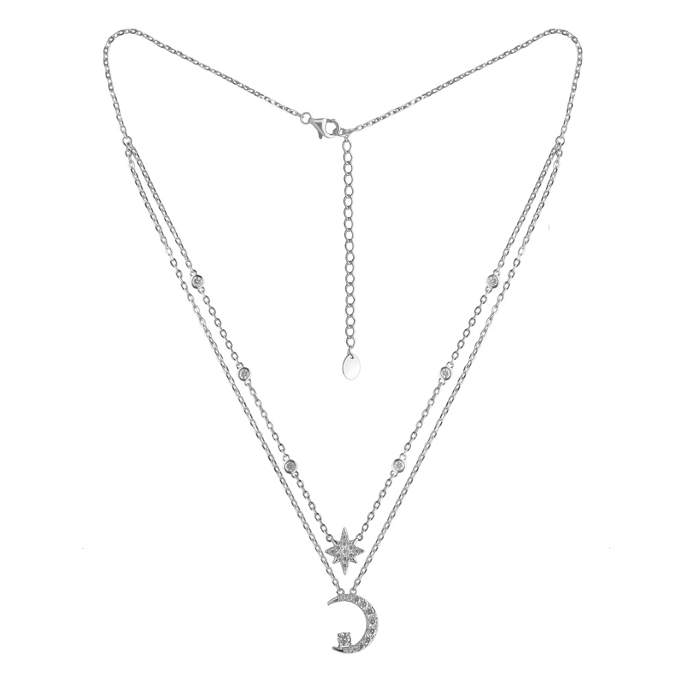 Колье из серебра с камнем Фианит фото, цены