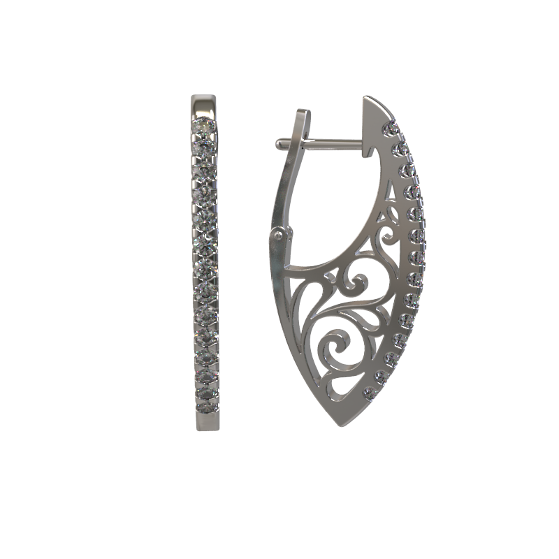 Серьги из серебра с камнем Фианит фото, цены