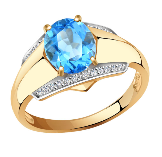 Кольцо из золота с камнем Топаз, Фианит фото, цены