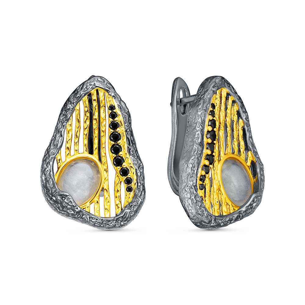 Серьги из серебра с камнем Шпинель, Пренит фото, цены