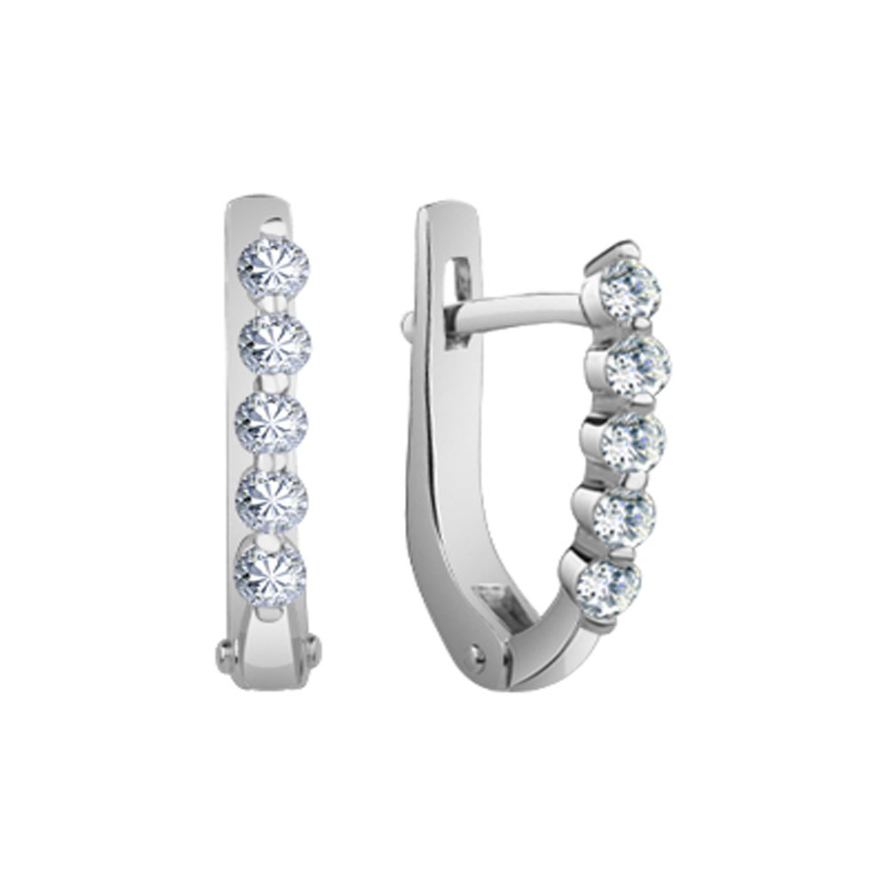 Серьги из серебра с камнем Фианит фото, цены