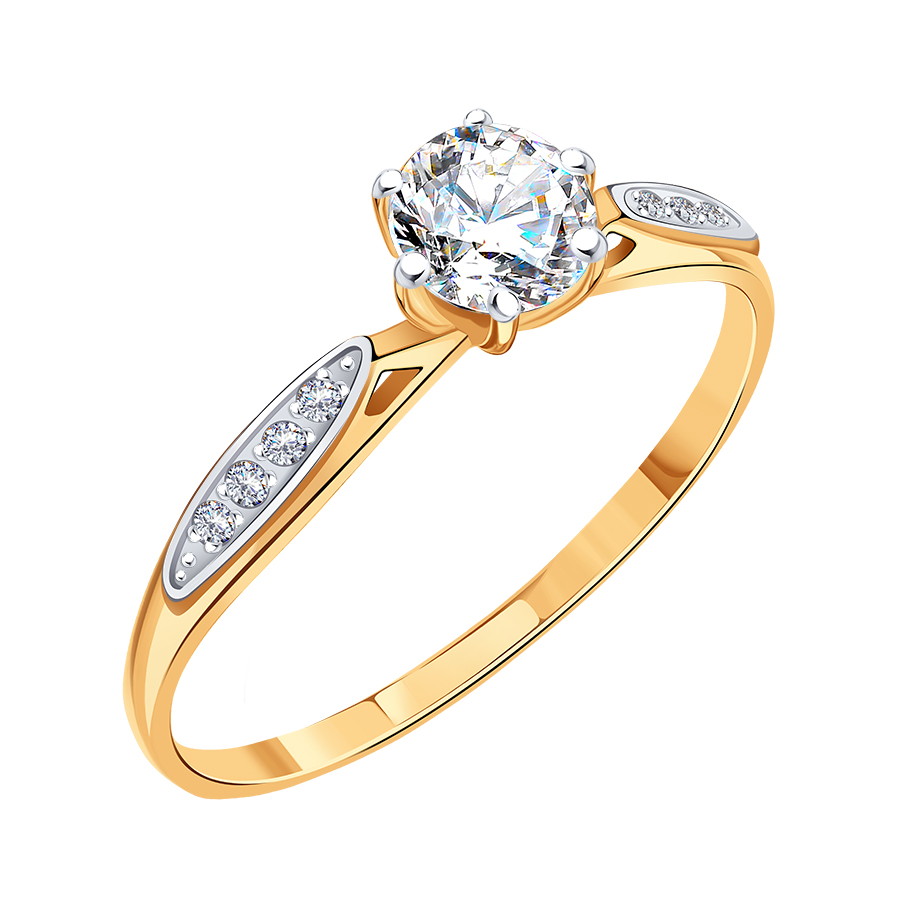 Кольцо из золота с камнем Фианит фото, цены