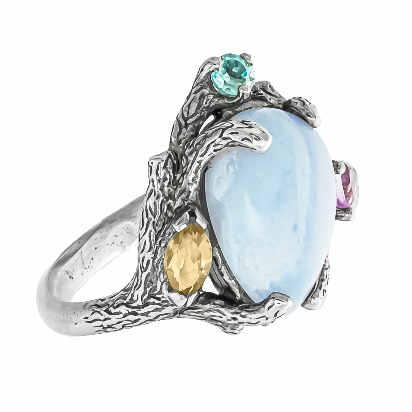 Кольцо из серебра с камнем Топаз, аметист, Агат, Кварц фото, цены