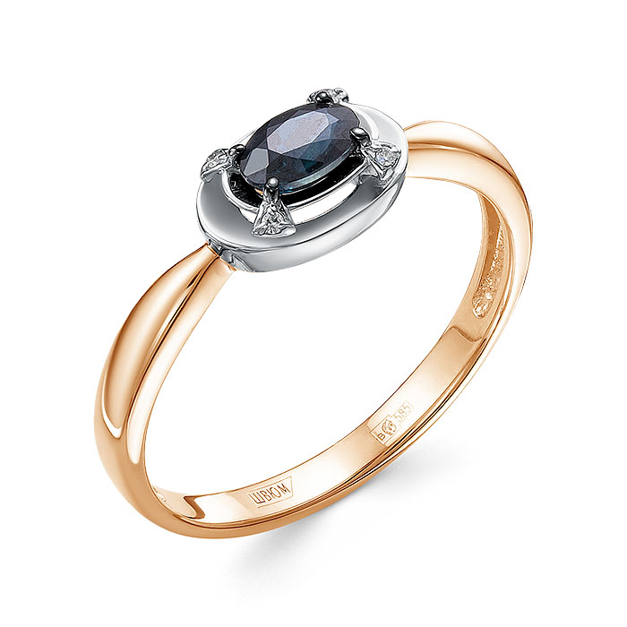 Кольцо из золота с камнем Бриллиант, Сапфир фото, цены