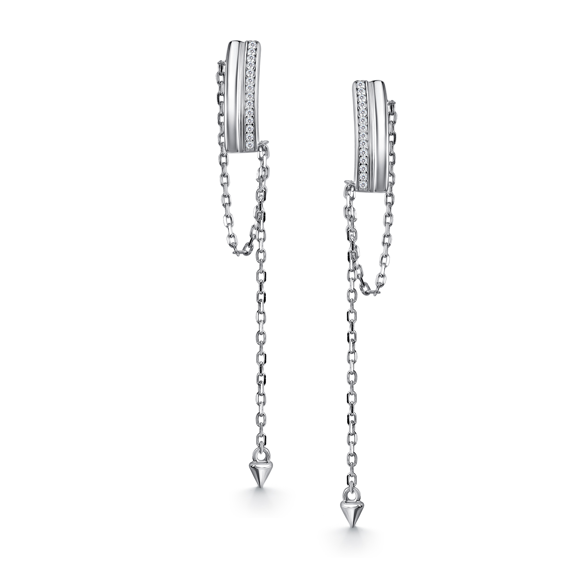 Серьги из серебра с камнем Фианит фото, цены