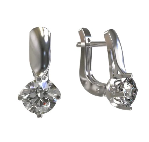 Серьги из серебра с камнем Фианит фото, цены