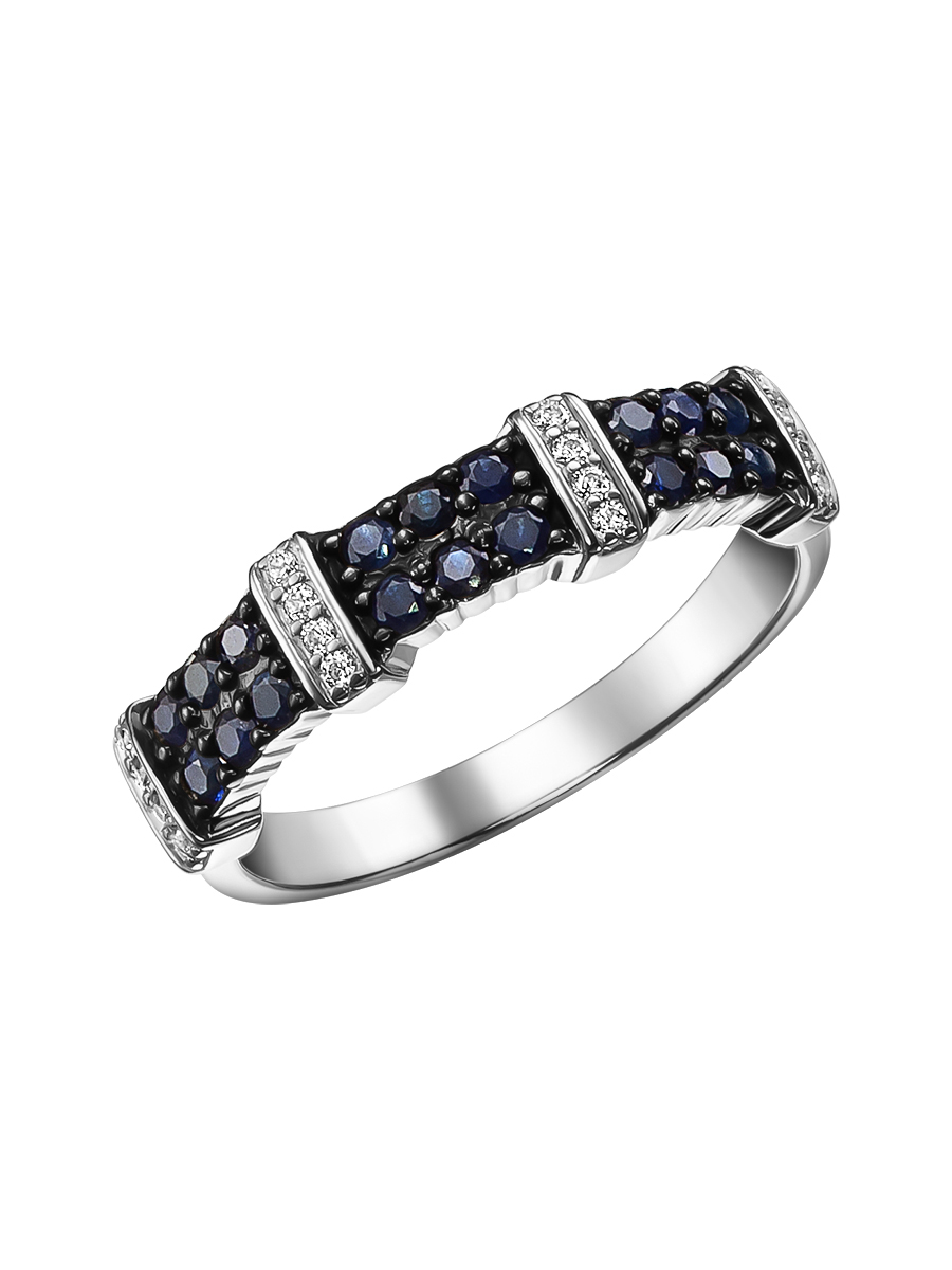 Кольцо из серебра с камнем Фианит, Сапфир фото, цены