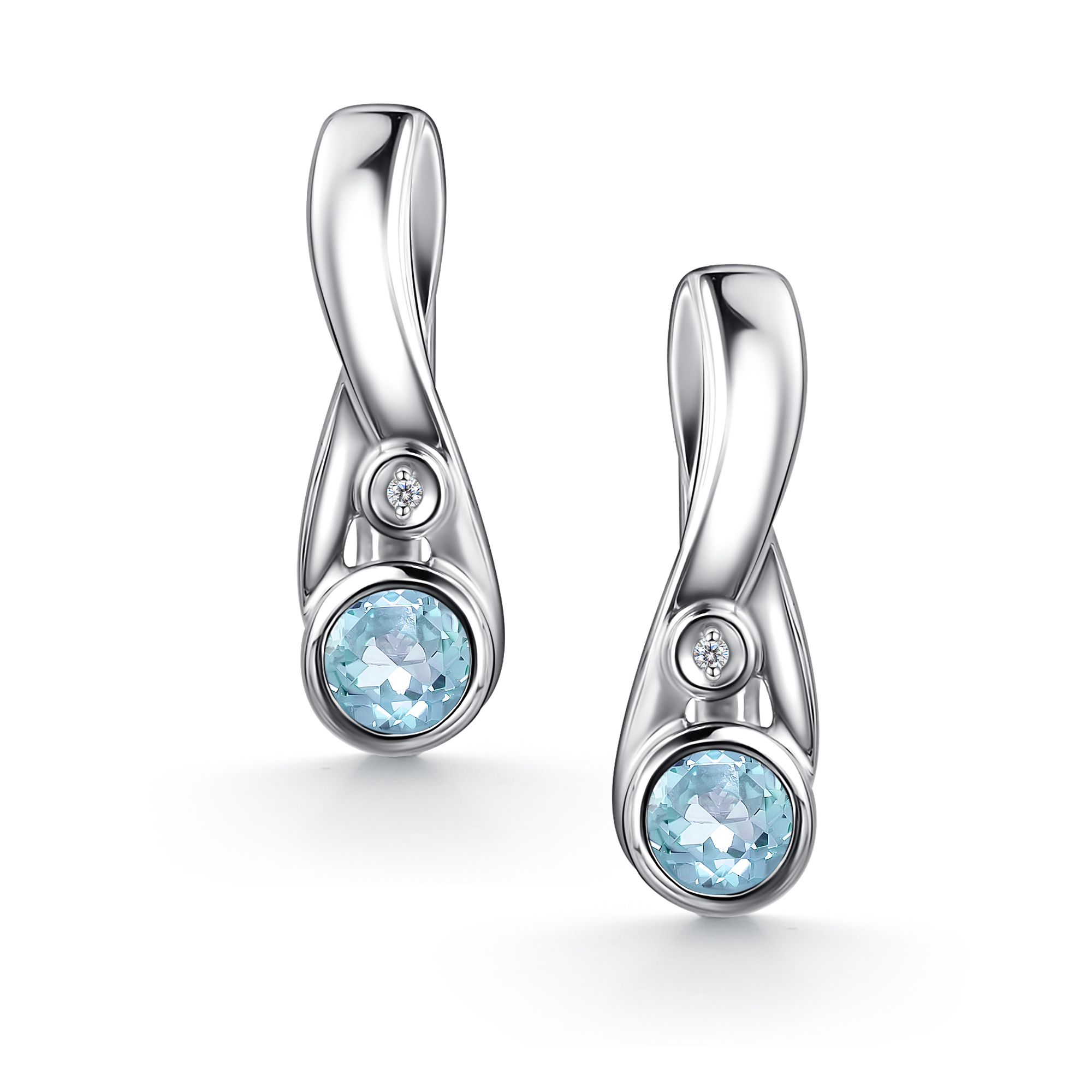 Серьги из серебра с камнем Топаз, Бриллиант фото, цены