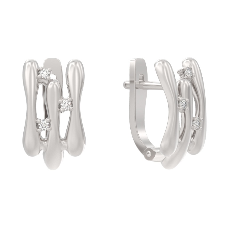 Серьги из серебра с камнем Фианит фото, цены