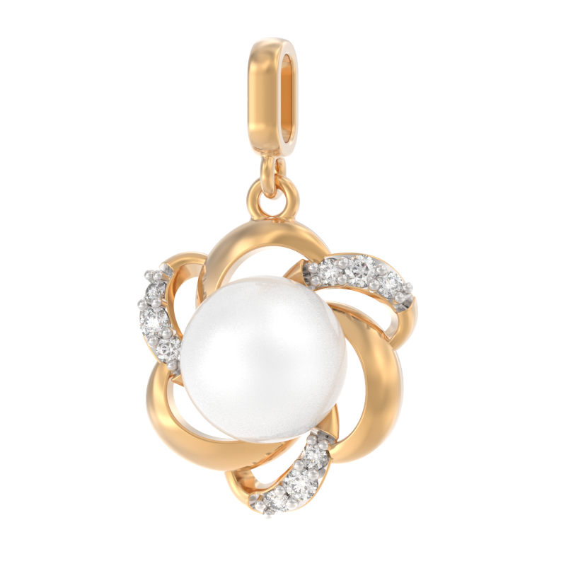 Подвеска из золота с камнем Жемчуг, Фианит фото, цены