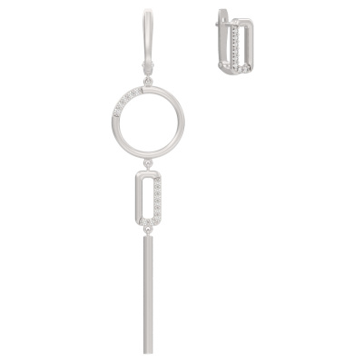 Серьги из серебра с камнем Фианит фото, цены