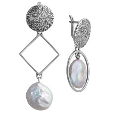 Серьги из серебра с камнем Жемчуг фото, цены
