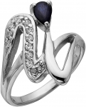 Кольцо из серебра с камнем Сапфир, Циркон фото, цены