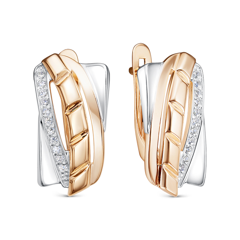 Серьги из золота с камнем Фианит фото, цены