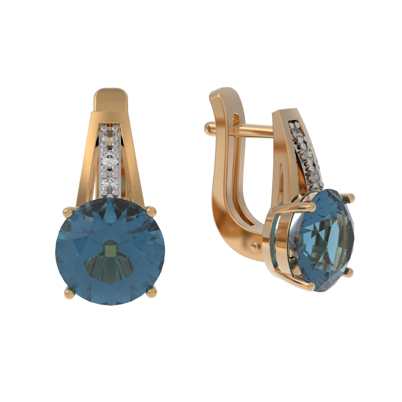Серьги из золота с камнем Топаз, Фианит фото, цены