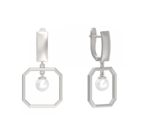 Серьги из серебра с камнем Жемчуг иск. фото, цены