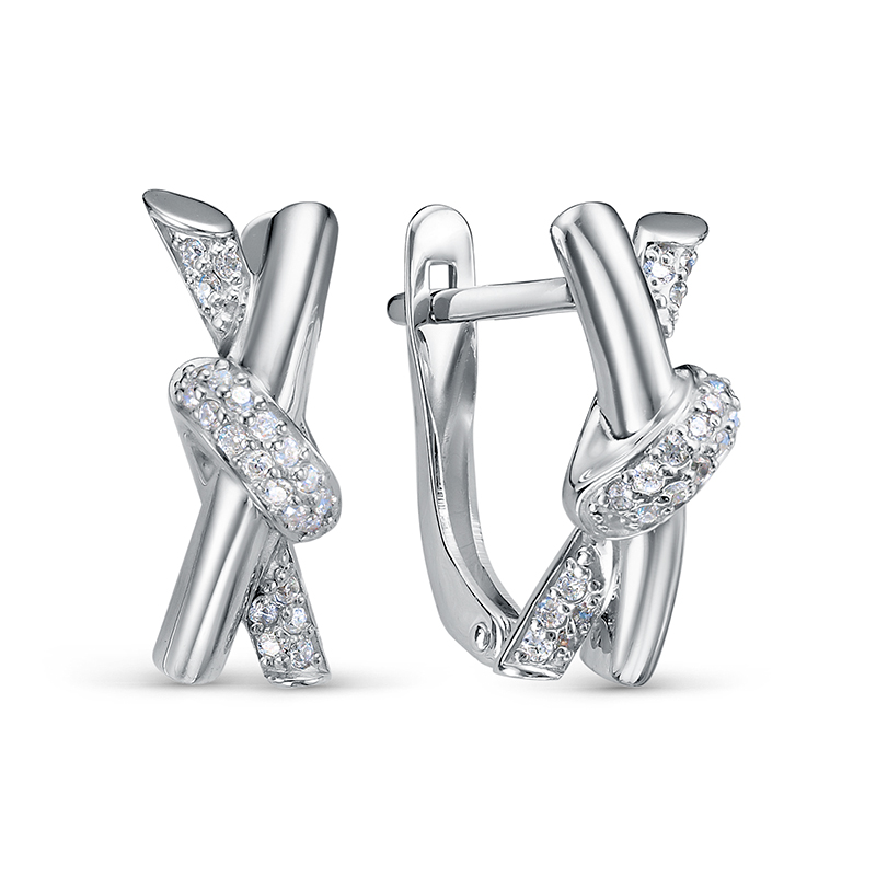 Серьги из серебра с камнем Фианит фото, цены