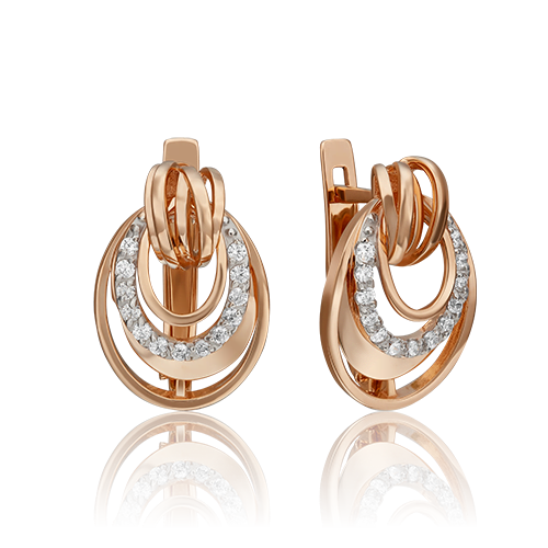 Серьги из золота с камнем Фианит фото, цены