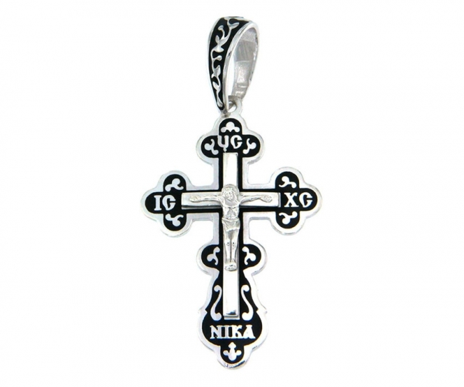 Крест из серебра с камнем вставками эмали фото, цены