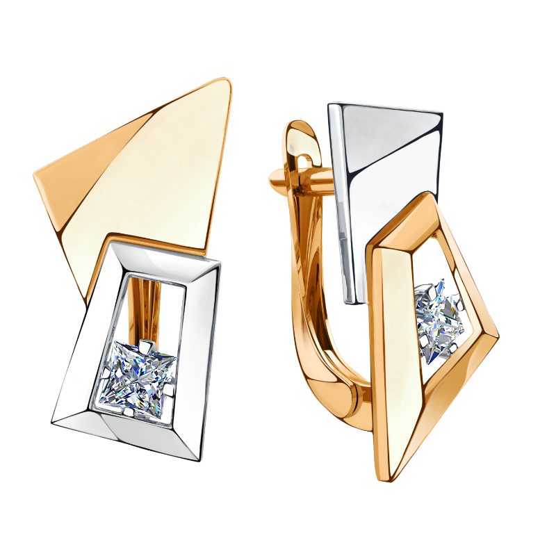 Серьги из золота с камнем Фианит фото, цены