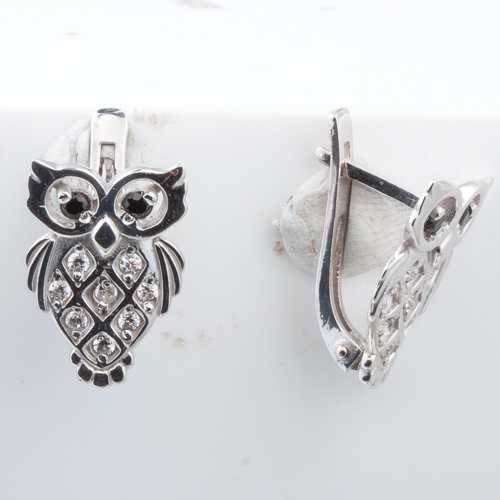 Серьги из серебра с камнем Фианит фото, цены