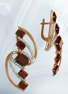 Серьги из серебра с камнем Фианит, Кварц фото, цены