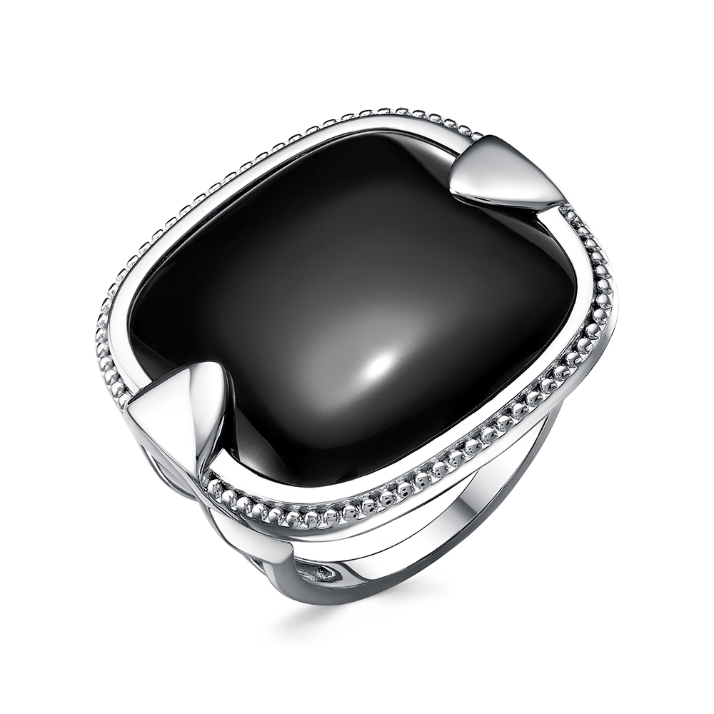 Кольцо из серебра с камнем Оникс фото, цены