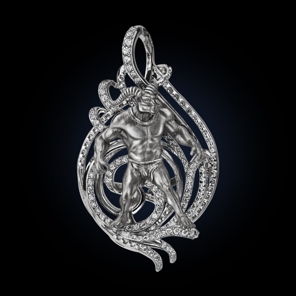 Знак из серебра с камнем Фианит фото, цены