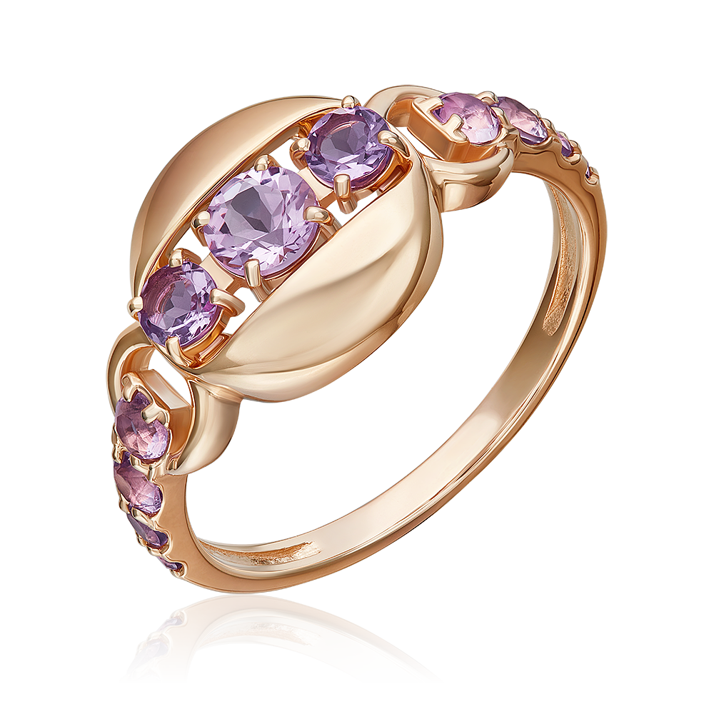 Кольцо из золота с камнем аметист фото, цены