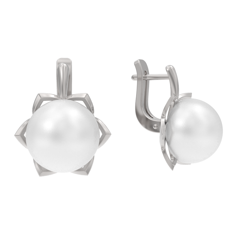 Серьги из серебра с камнем Жемчуг фото, цены