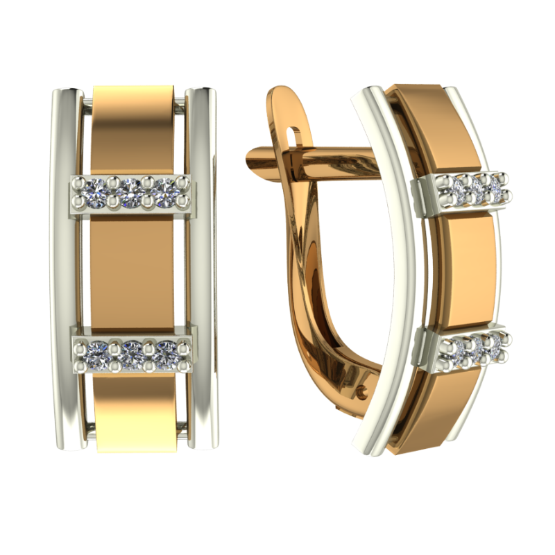 Серьги из золота с камнем Фианит фото, цены