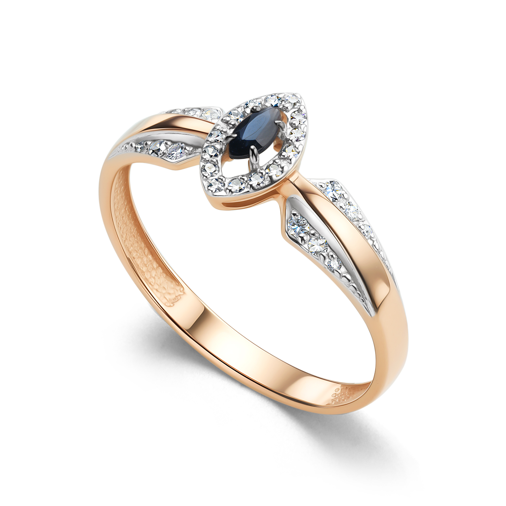 Кольцо из золота с камнем Бриллиант, Сапфир фото, цены