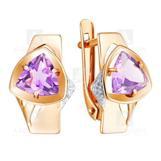 Серьги из золота с камнем Фианит, Раух-топаз фото, цены