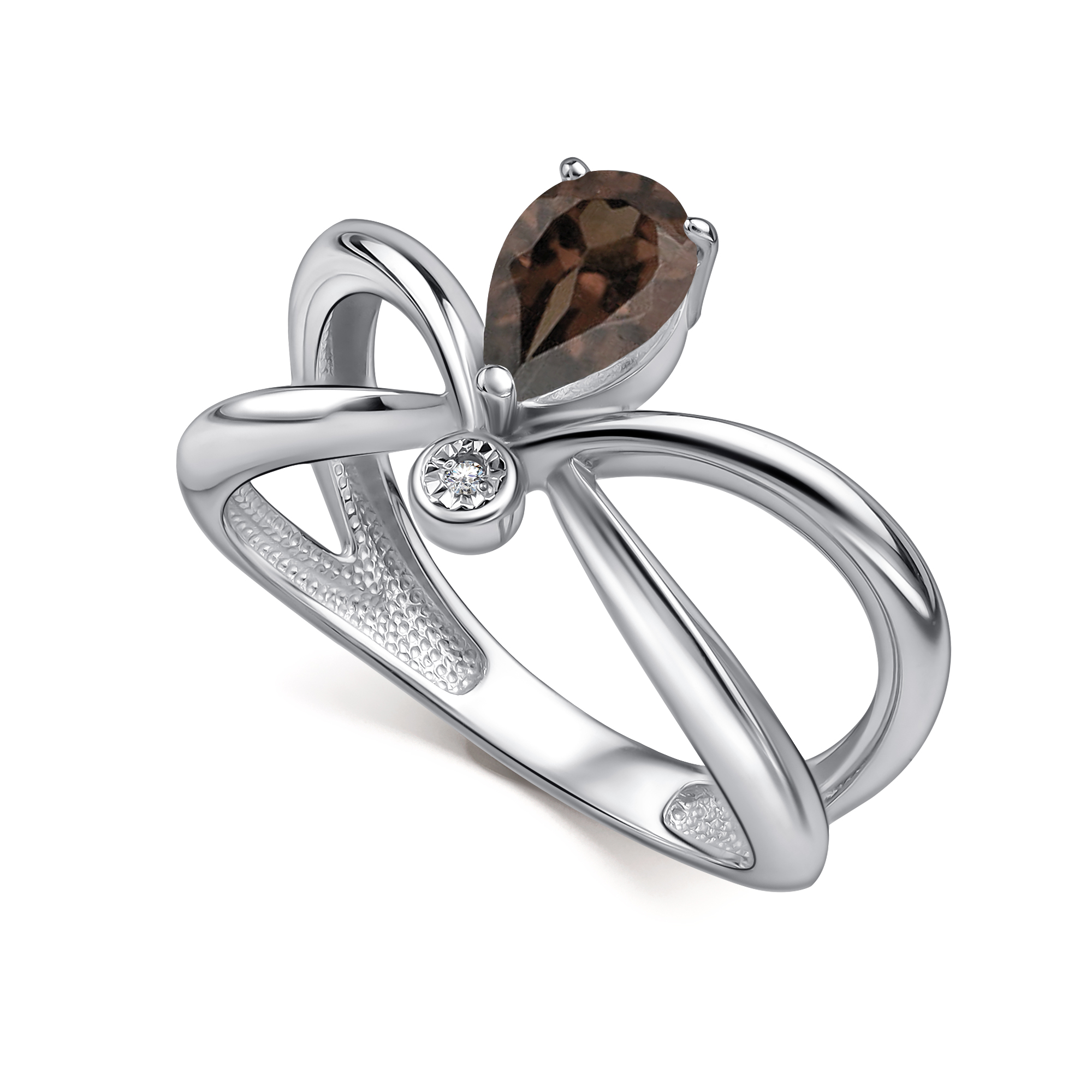 Кольцо из серебра с камнем Раухтопаз, Бриллиант фото, цены