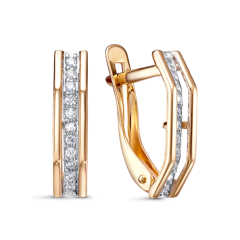 Серьги из золота с камнем Фианит фото, цены