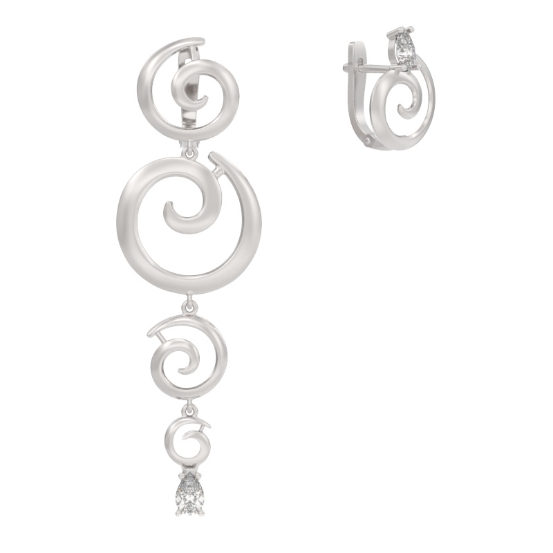 Серьги из серебра с камнем Фианит фото, цены